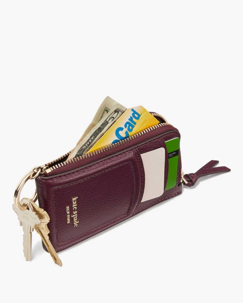 Leather Key Holder Bag with 2 Card Slot & 6 Hooks & 1 Access Card