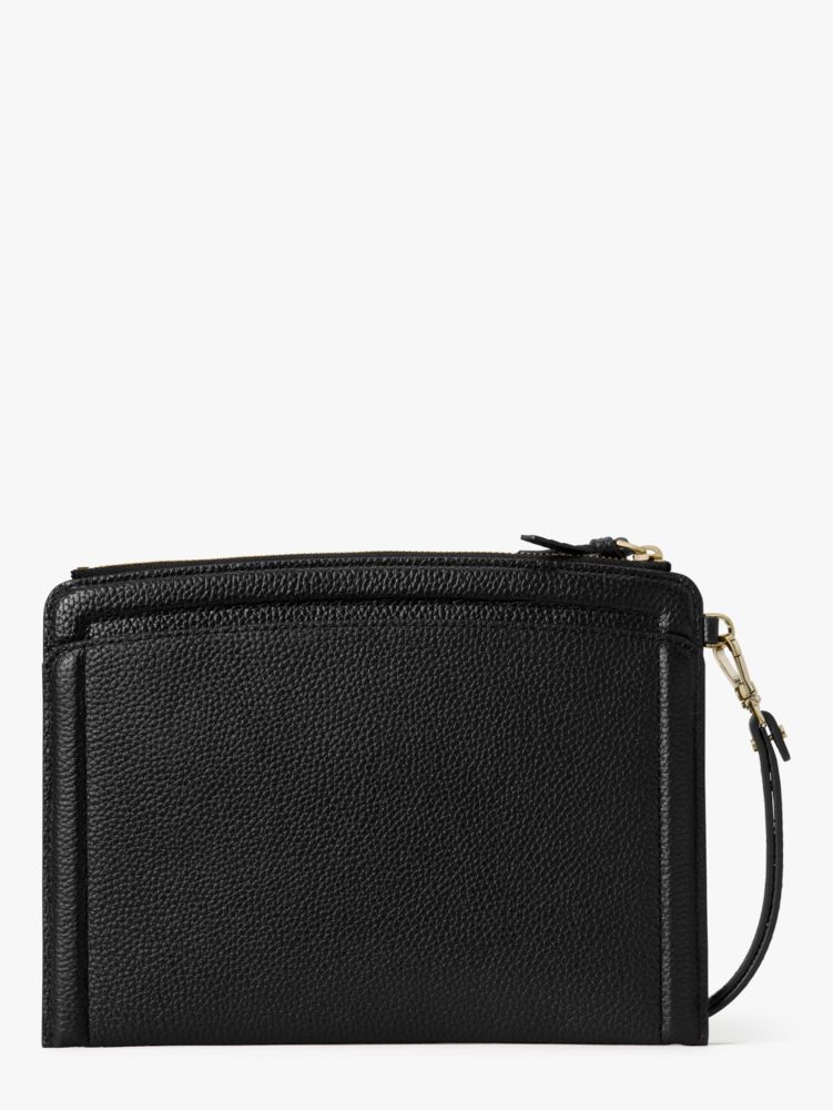 Kate Spade,Knott Wristlet,Leather,Wristlet,Pouch,Logo,Metal,Casual,Black