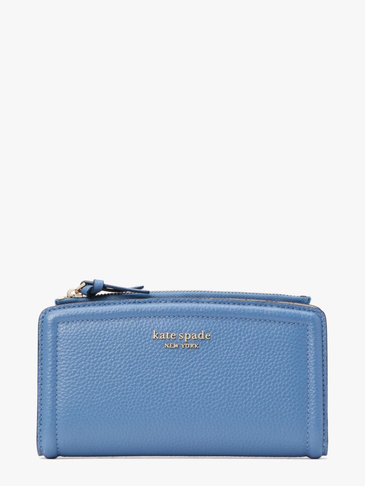 Kate Spade,ノット ジップ スリム ウォレット,マンタブルー