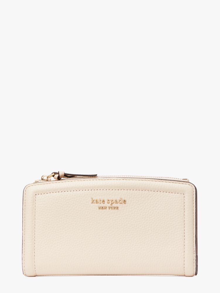 kate spade new york Knott Pebbled Leather Zip Slim Wallet