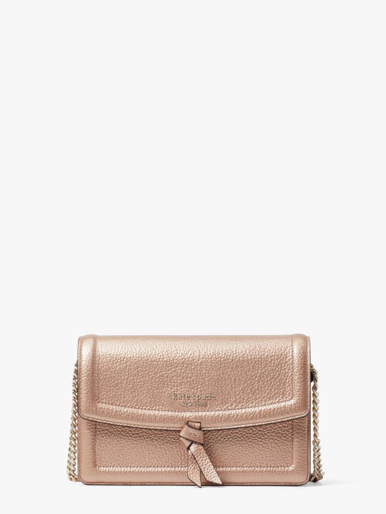 kate spade new york Knott Metallic Leather Flap Crossbody - Macy's