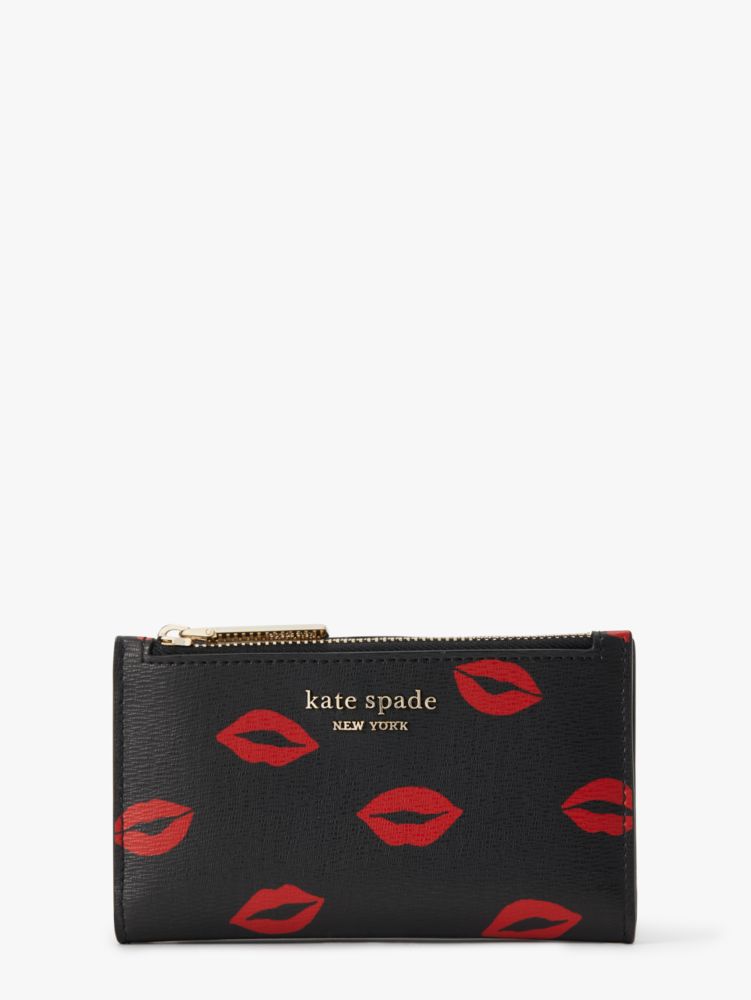 Black Multi Spencer Kisses Small Slim Bifold Wallet