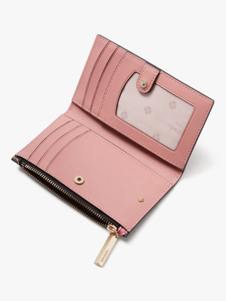 Kate Spade,spencer ditsy rose small slim bifold wallet,