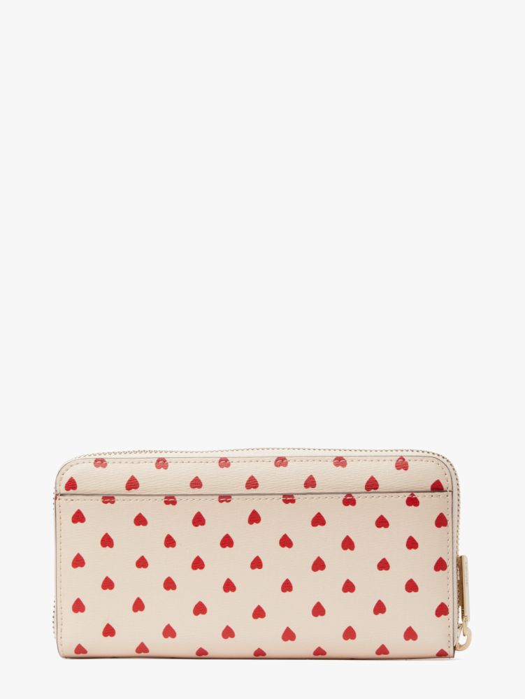 Kate Spade Spencer Zip Around Continental Wallet 3D Flowers Milk