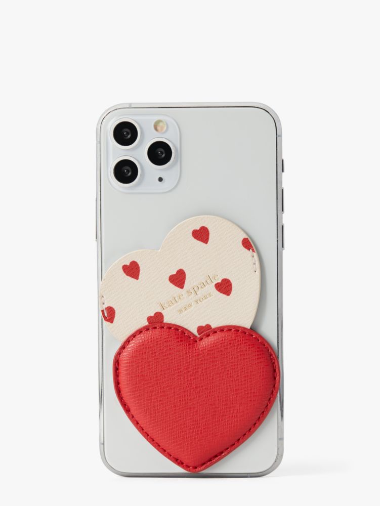 Hearts Smooth Leather Sticker Pocket