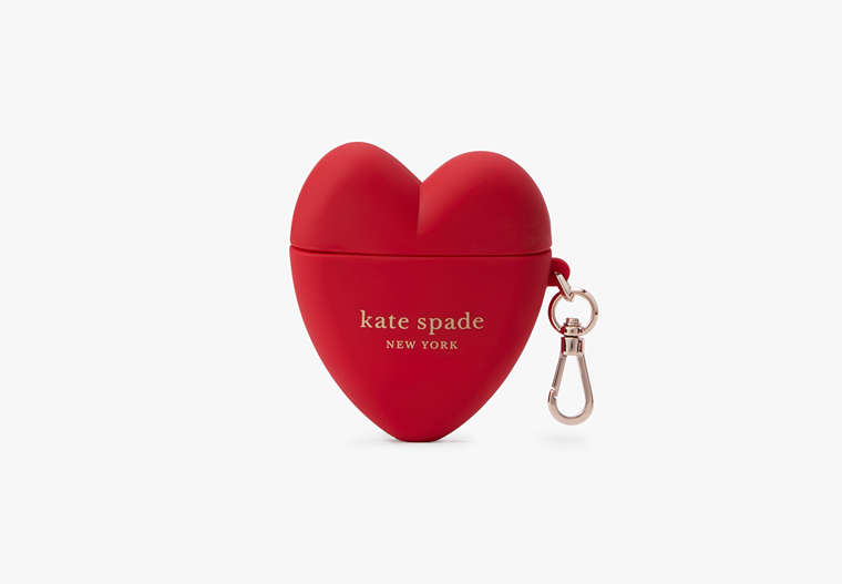 Kate Spade,heart apple airpods case,Red image number 0