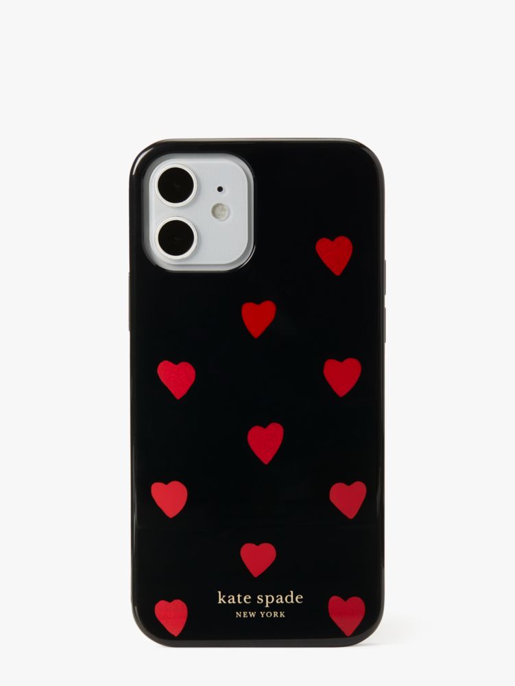 Kate Spade,glitter heart iPhone 12/12 pro case,phone cases,Black Multi