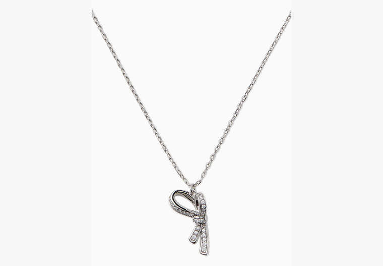 Kate Spade,all tied up pave pendant necklace,necklaces,Clear/Silver