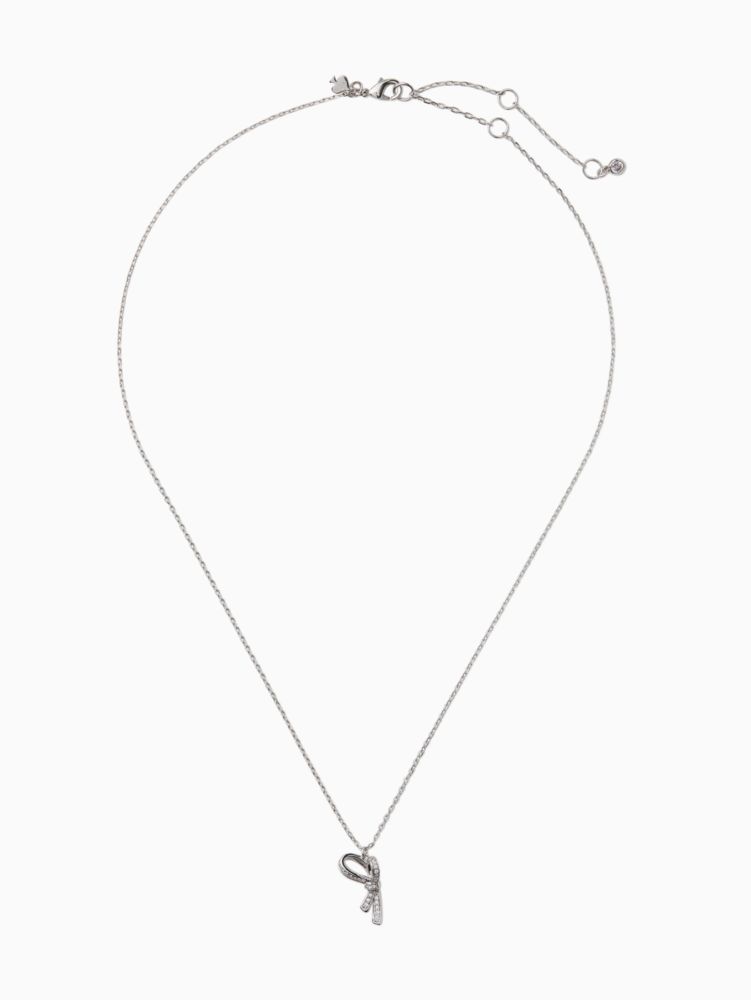 Kate Spade,all tied up pave pendant necklace,necklaces,Clear/Silver