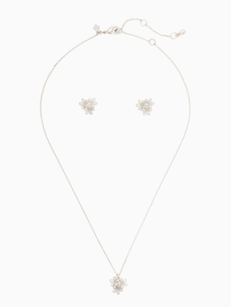 Kate Spade,gleaming gardenia cluster studs and pendant set,