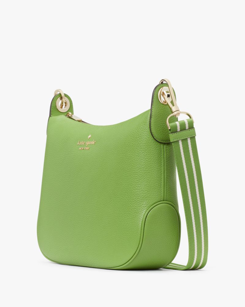 Kate Spade,Rosie Large Crossbody,Leather,Coin,Crossbody,Logo,Word Embellishment,Stripe,Metal,Lined,Casual,Green