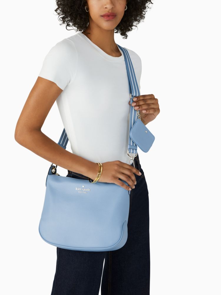 Kate Spade,Rosie Large Crossbody,Leather,Coin,Crossbody,Logo,Word Embellishment,Stripe,Metal,Lined,Casual,