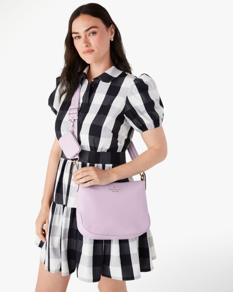 Kate Spade,Rosie Large Crossbody,Leather,Coin,Crossbody,Logo,Word Embellishment,Stripe,Metal,Lined,Casual,