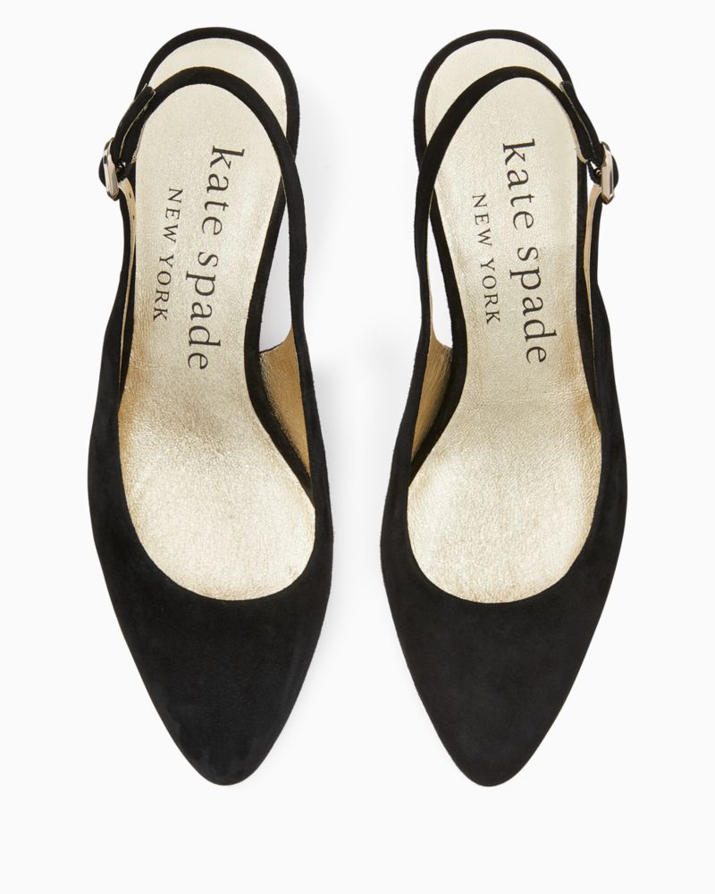 Kate Spade,Ruby Sling Pumps,Lining Leather,Suede,Pumps,Sculptural Heel,Metal,Cocktail,Black