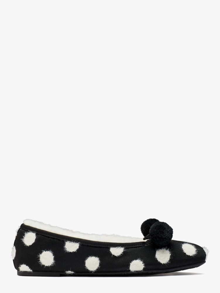 Kate Spade,ハーレー ポンポン スリッパ,ブラック/クリーム ドット image number 0