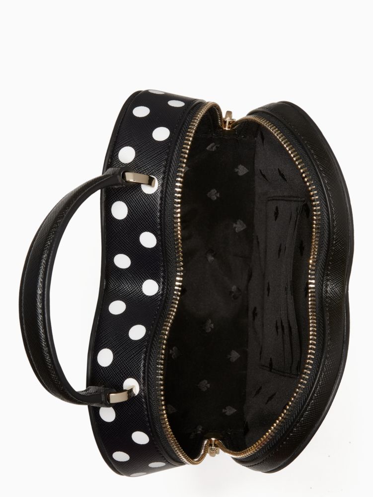 Kate spade love shack heart crossbody purse black white polka dots novelty