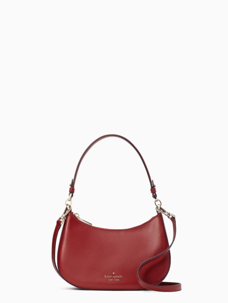 KATE SPADE STACI SAFFIANO LEATHER FLAP SHOULDER BAG (RED CURRANT)