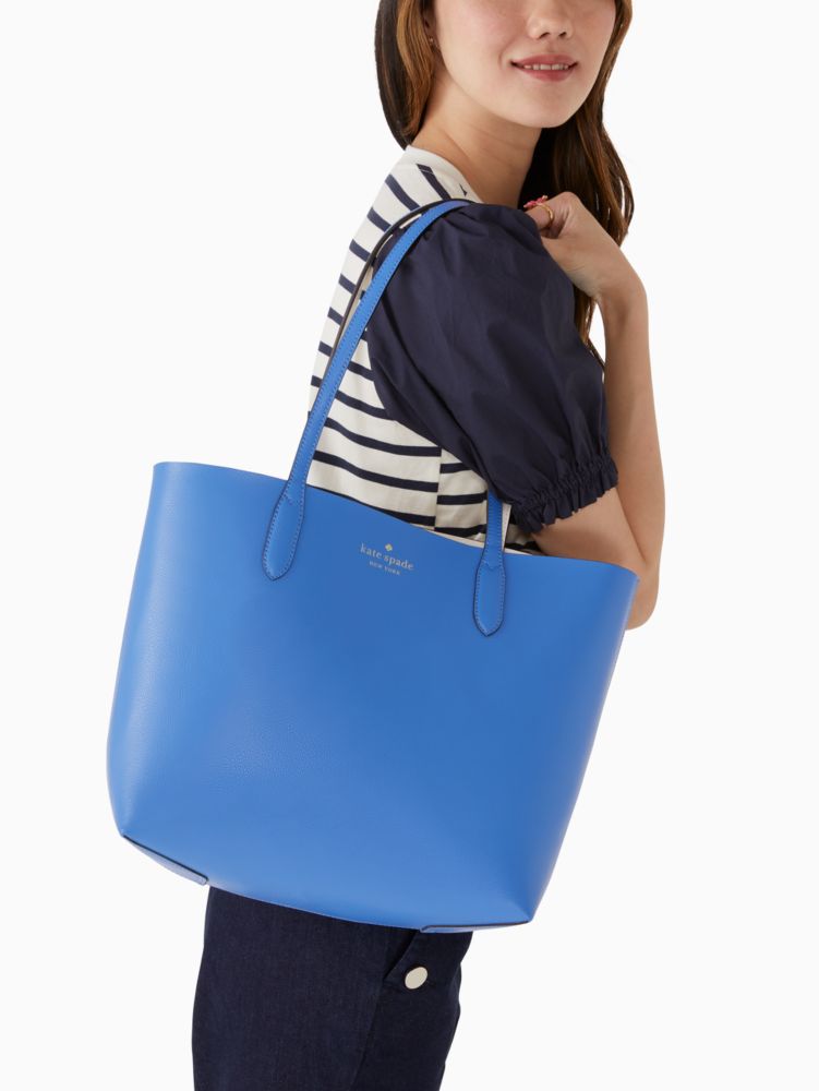Kate Spade,Ava Reversible Tote,Leather,Coin,Tote,Logo,Word Embellishment,Casual,