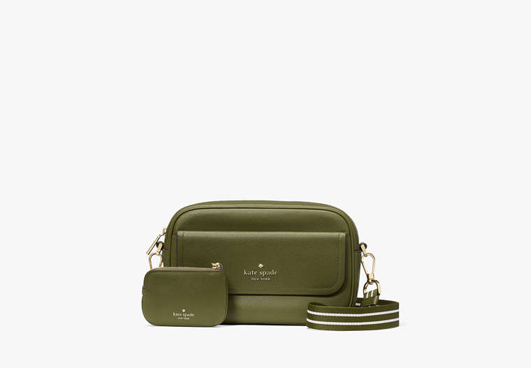 Kate Spade,Rosie Pebbled Leather Flap Camera Bag,Enchanted Green