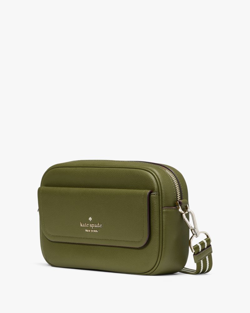 Kate Spade,Rosie Pebbled Leather Flap Camera Bag,Enchanted Green