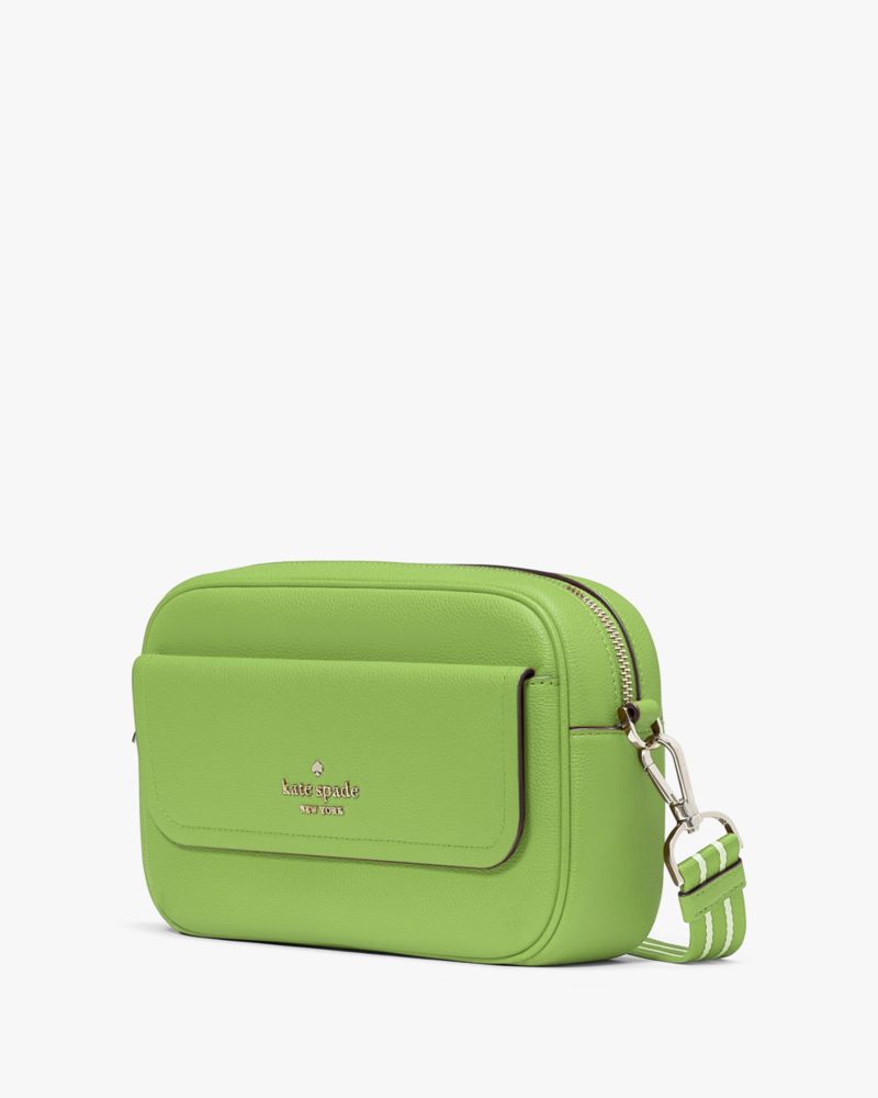 Kate Spade,Rosie Pebbled Leather Flap Camera Bag,Turtle Green