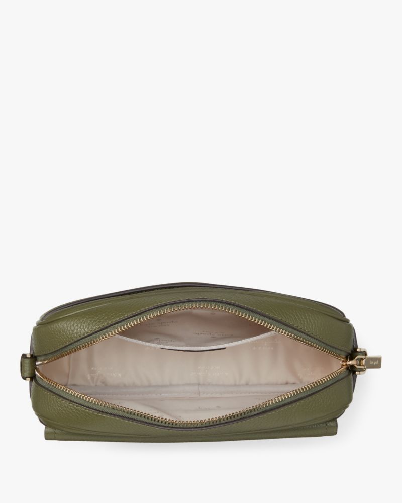 Kate Spade,Rosie Pebbled Leather Small Flap Camera Bag,Leather,Camera Bag,Coin,Metal,Stripe,Logo,Word Embellishment,Lined,...,Olive
