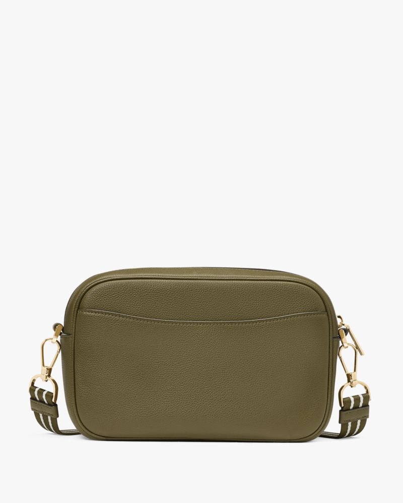 Kate Spade,Rosie Pebbled Leather Small Flap Camera Bag,Leather,Camera Bag,Coin,Metal,Stripe,Logo,Word Embellishment,Lined,...,Olive