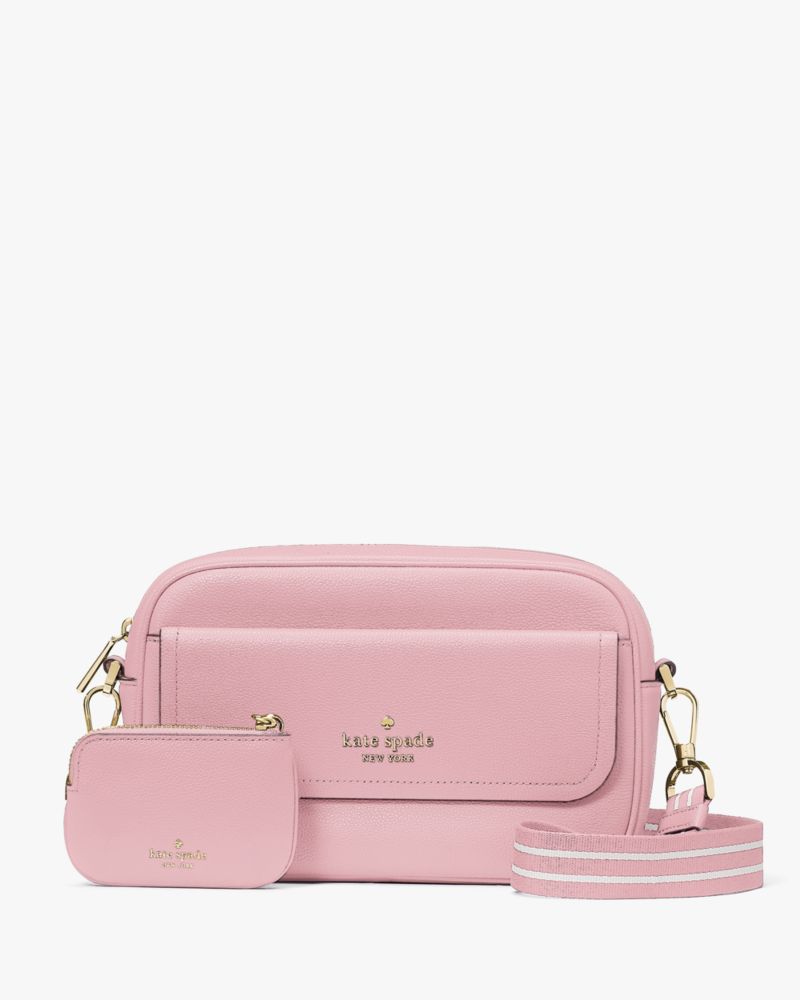 Kate Spade,Rosie Pebbled Leather Flap Camera Bag,Bright Carnation