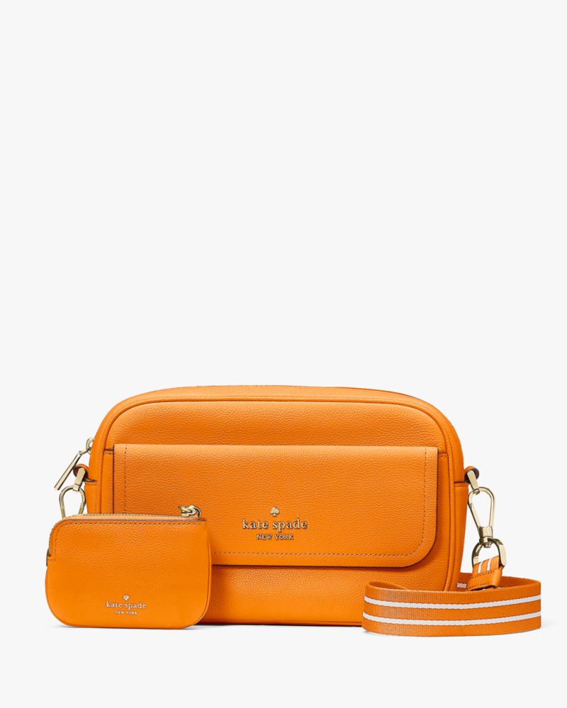 Kate Spade,Rosie Pebbled Leather Flap Camera Bag,Carrot Cake