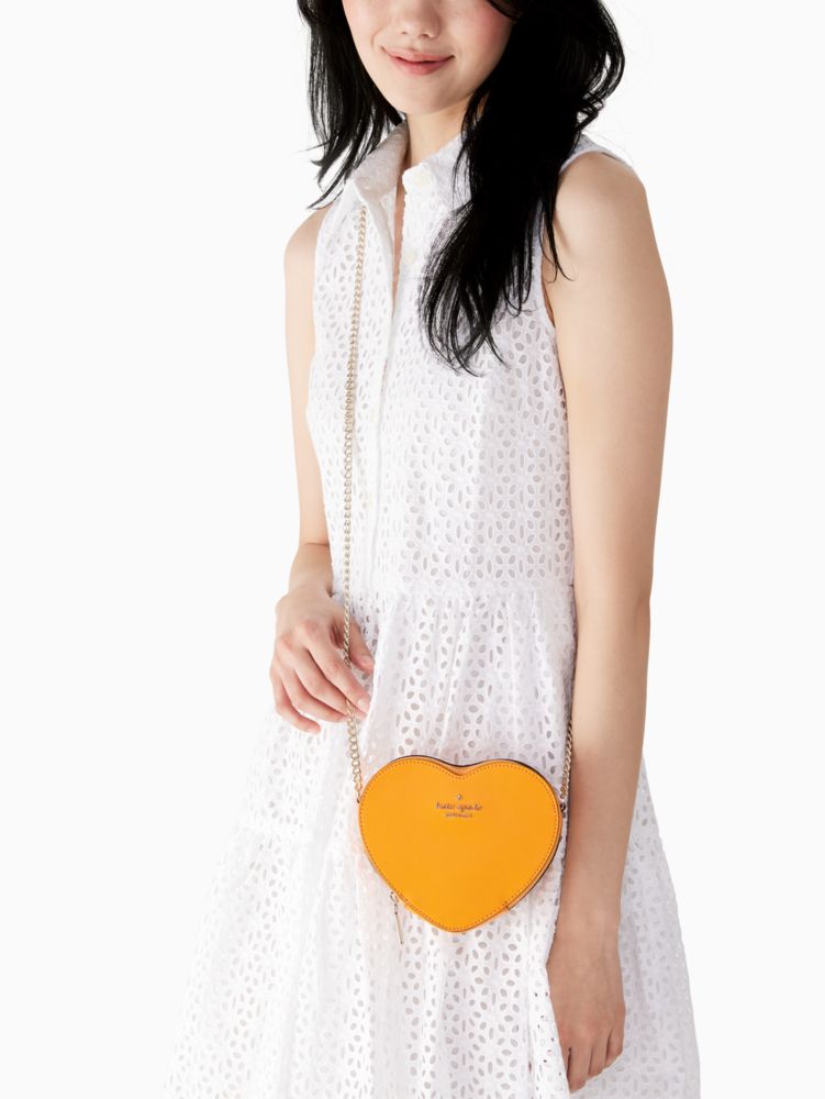 Kate Spade,love shack mini heart crossbody purse,crossbody bags,Pride Orange
