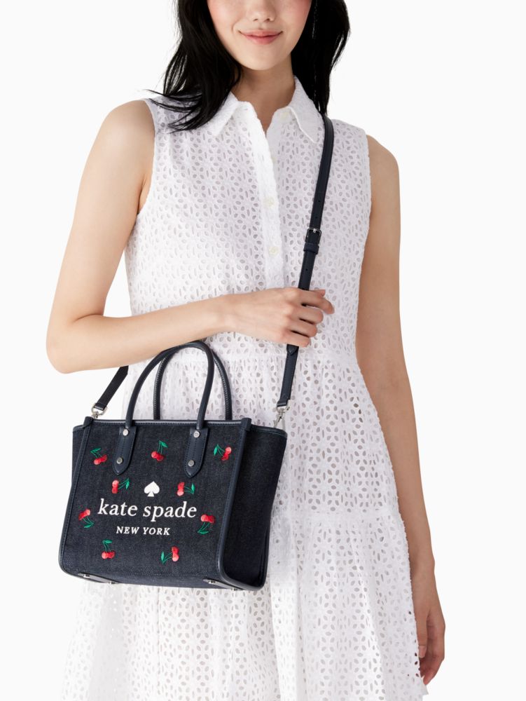 Kate Spade Rosie Cherry Embroidered Denim Crossbody Bag