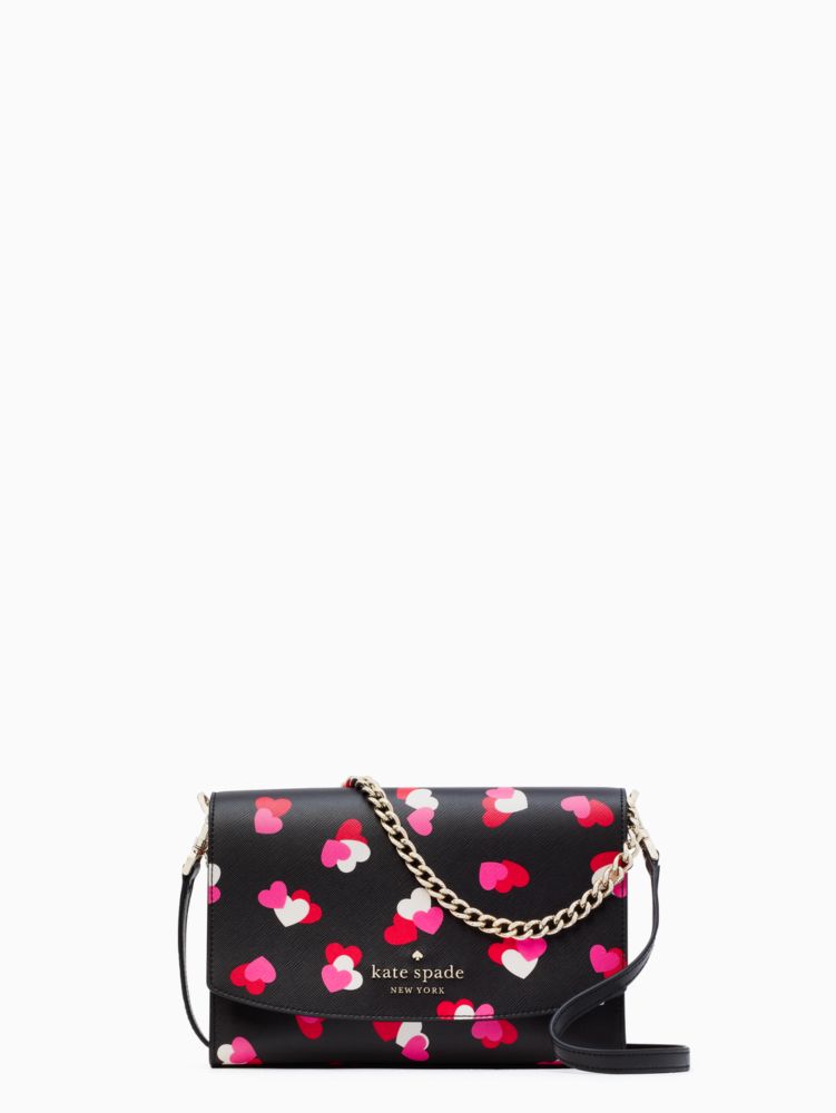 Kate Spade Cameron Carson Convertible Crossbody Flutter Heart Black Pink  Multi 