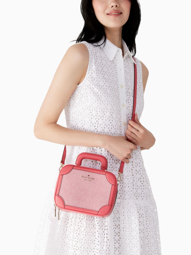 Kate Spade,traveler trunk crossbody bag,Pink Multi