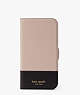 Kate Spade,Spencer iPhone 13 Pro Max Magnetic Wrap Folio Case,Warm Beige/Black