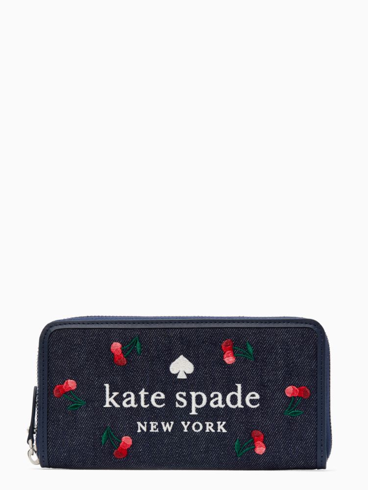 Kate Spade,ella large cherry continental wallet,60%,Blue Multi