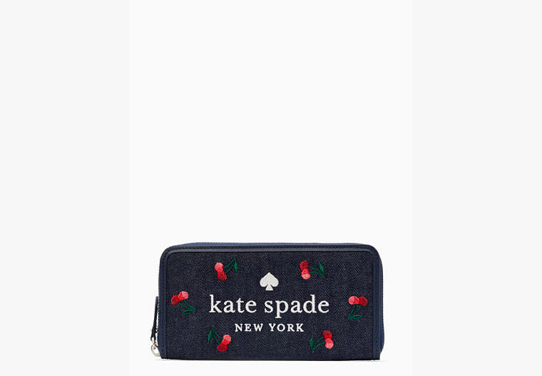 Kate Spade,ella large cherry continental wallet,60%,Blue Multi