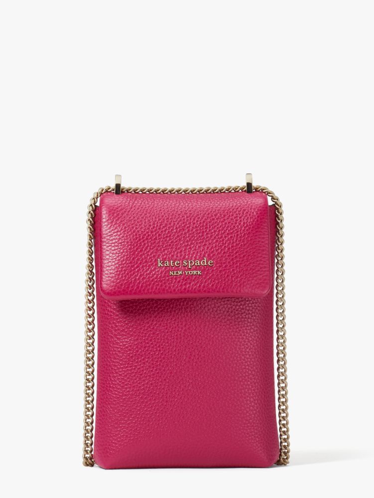 Buy the Kate Spade Roulette North South Crossbody Phone Bag Leather Fuchsia  Color