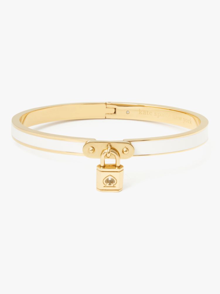 Kate Spade,lock and spade charm bangle,bracelets,White