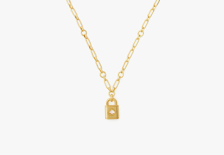 Kate Spade,lock and spade pendant,necklaces,Gold