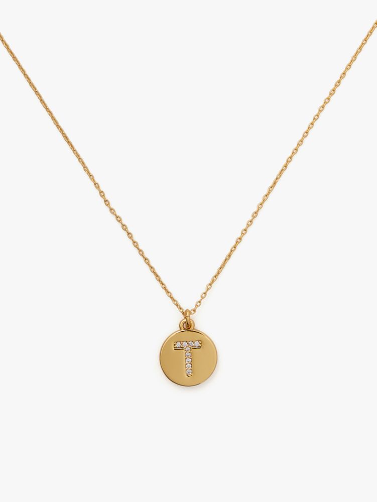 Kate Spade,pave "T" initial mini pendant necklace,necklaces,