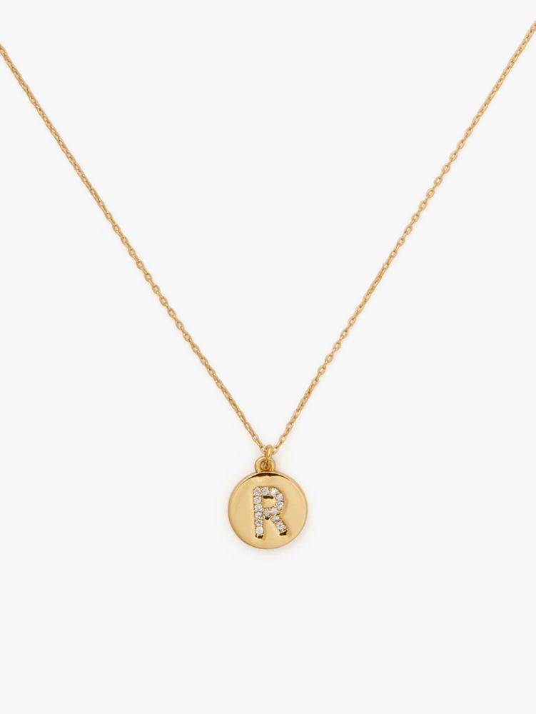 Pave "R" Initial Mini Pendant Necklace