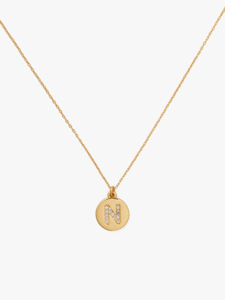 Pave "N" Initial Mini Pendant Necklace