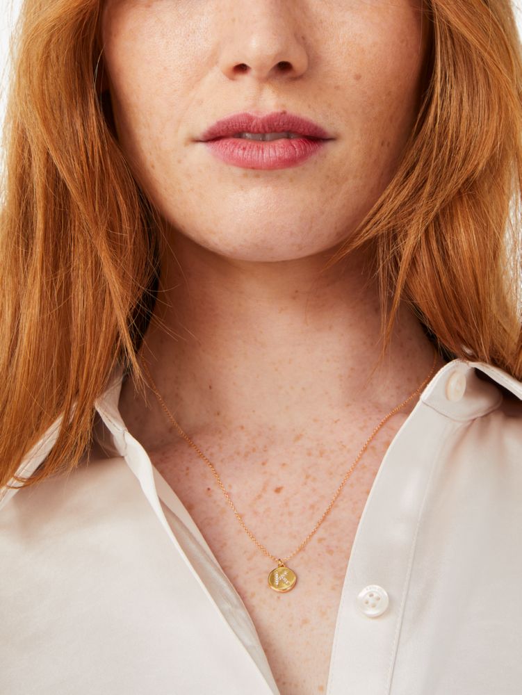 Kate Spade,pave "M" initial mini pendant necklace,necklaces,