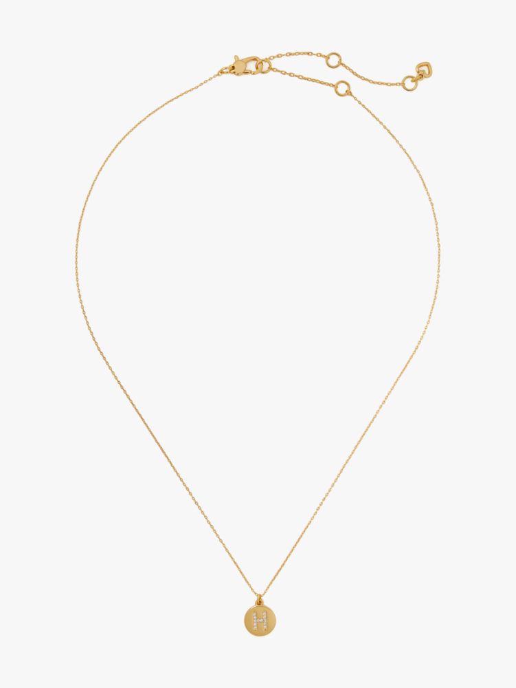 Kate Spade,pave "H" initial mini pendant necklace,necklaces,Clear/Gold