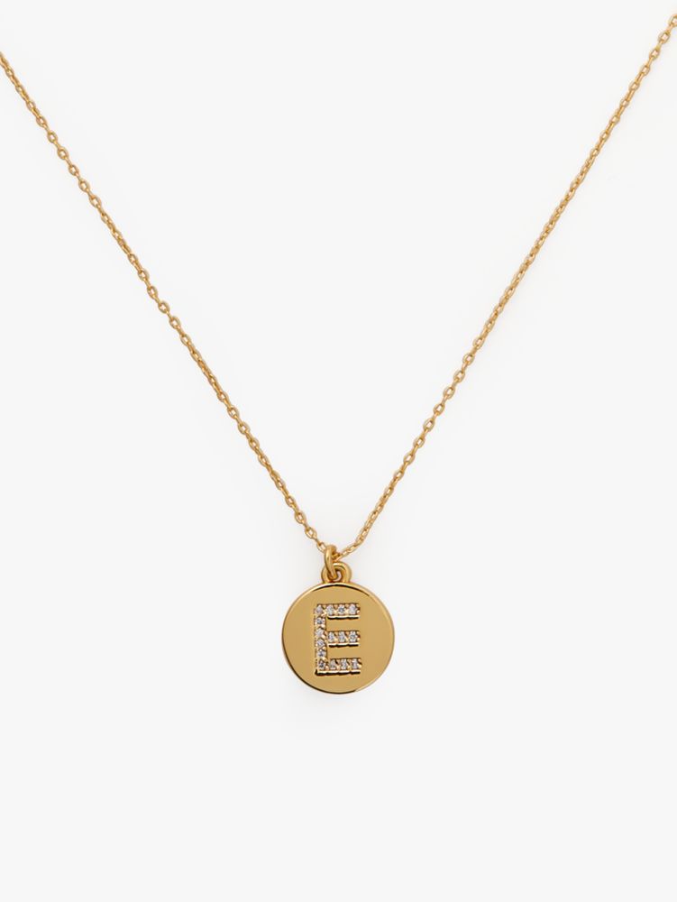 Pave "E" Initial Mini Pendant Necklace