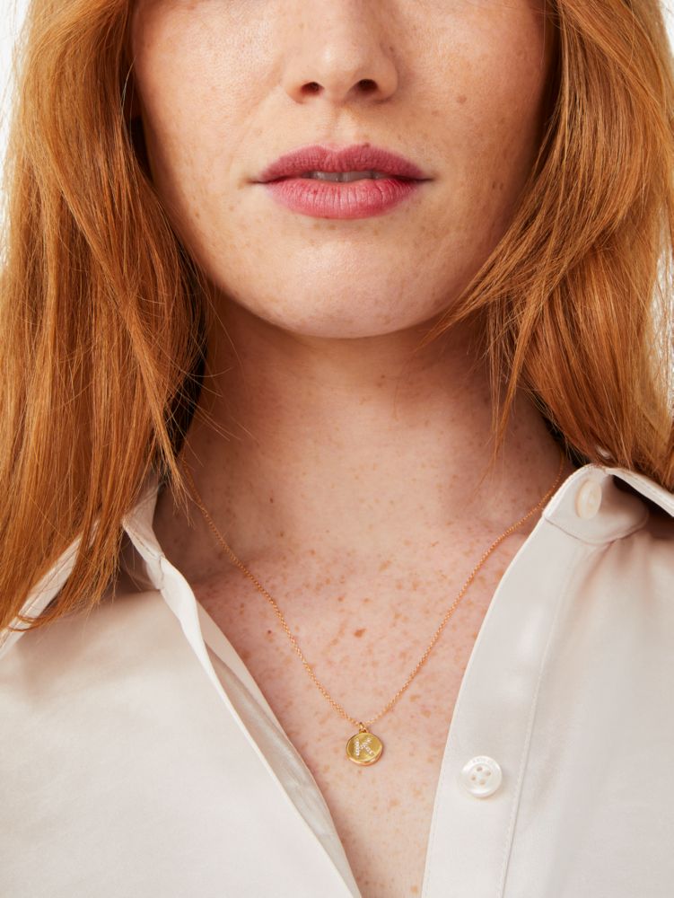 Kate Spade,Pave "a" Initial Mini Pendant Necklace,