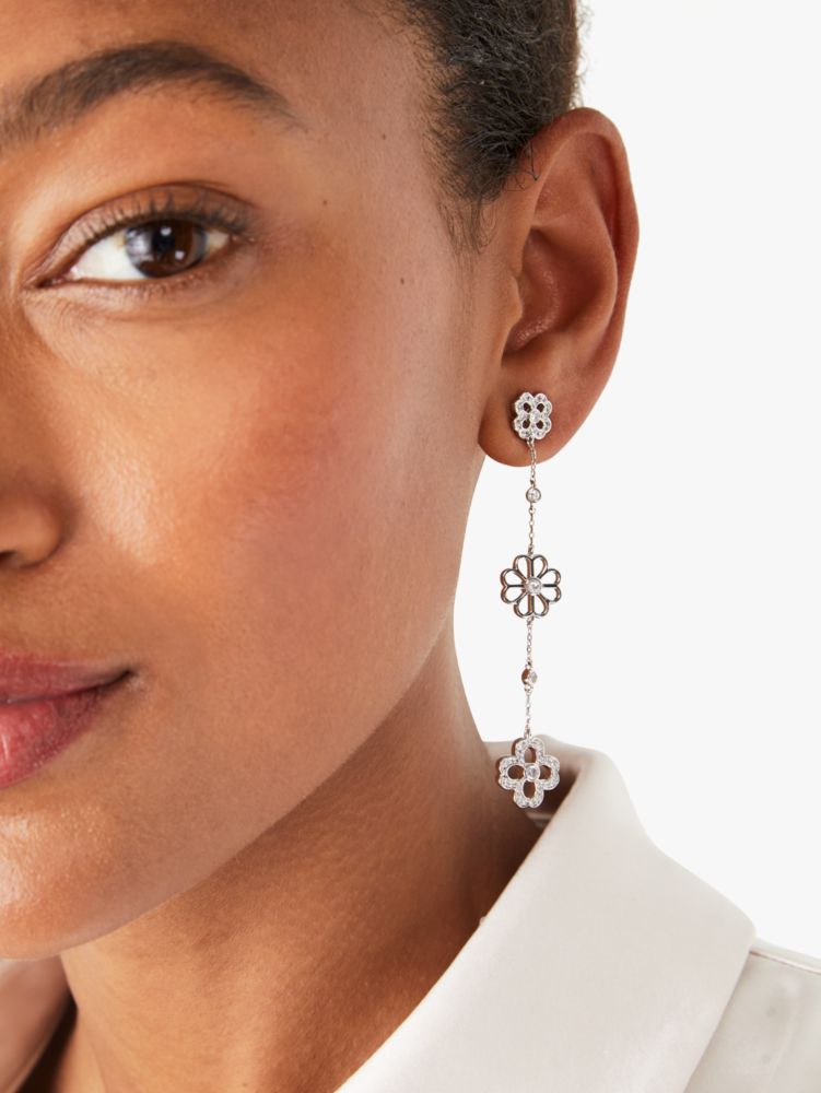 Spade Floral Pavé Linear Earrings, , Product