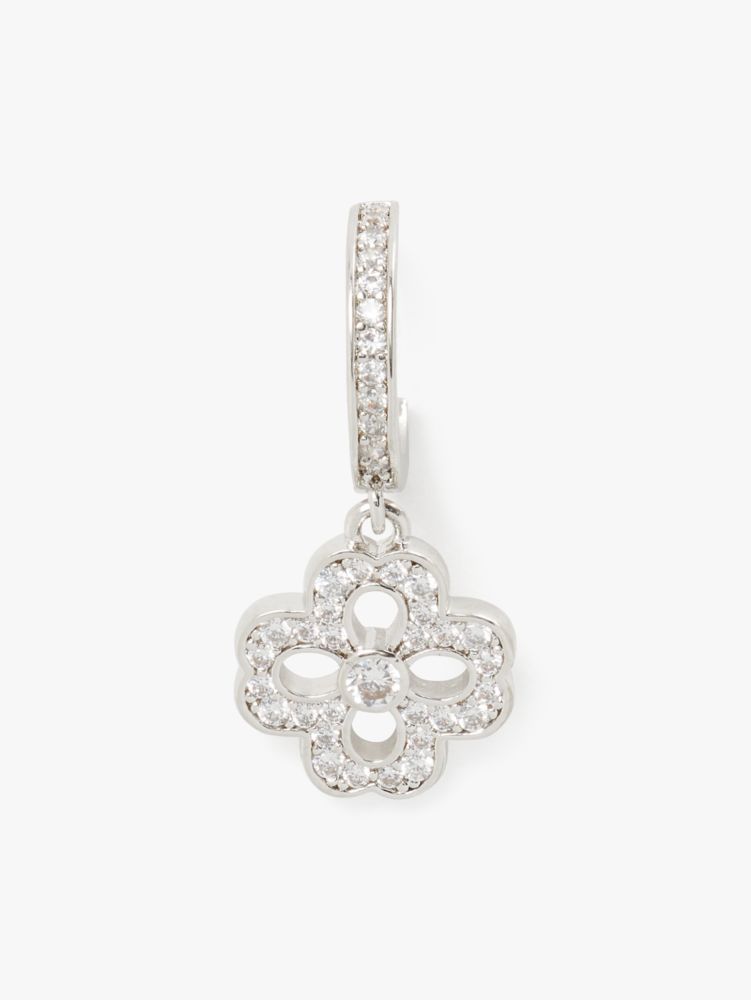 Spade Floral Pavé Charm Huggies, , Product