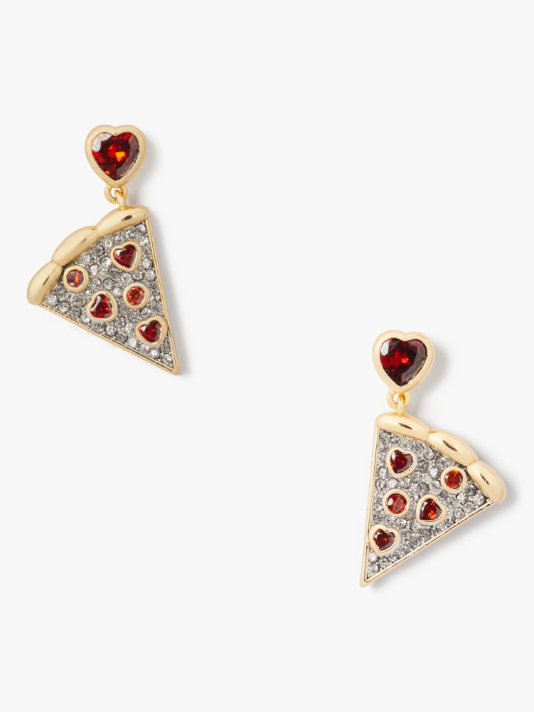 Kate Spade,pizza my heart drop earrings,earrings,Red