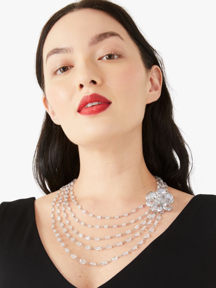 Kate Spade,Jeweled Rosette Multi Strand Necklace,
